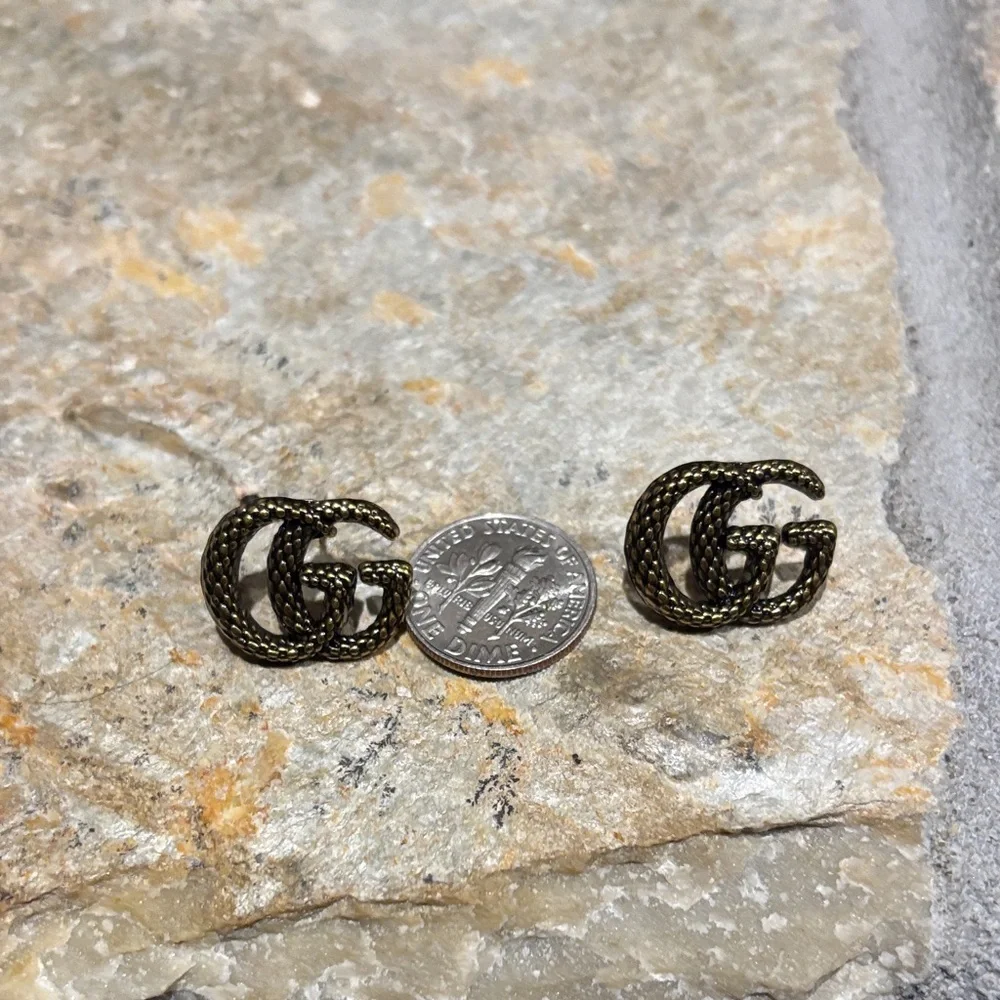 Gold GG Logo Stud Earrings - Picture 4 of 4